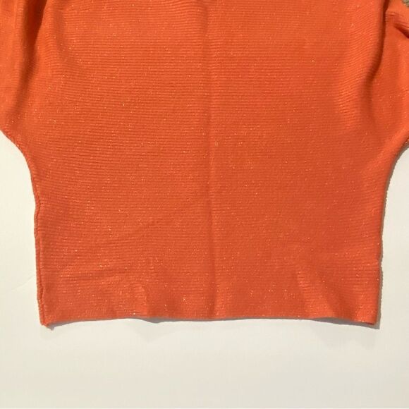 Chico's Orange Sparkle Dolman Sleeve Classic Ribbed Sweater Women's Size Medium - Picture 8 of 12